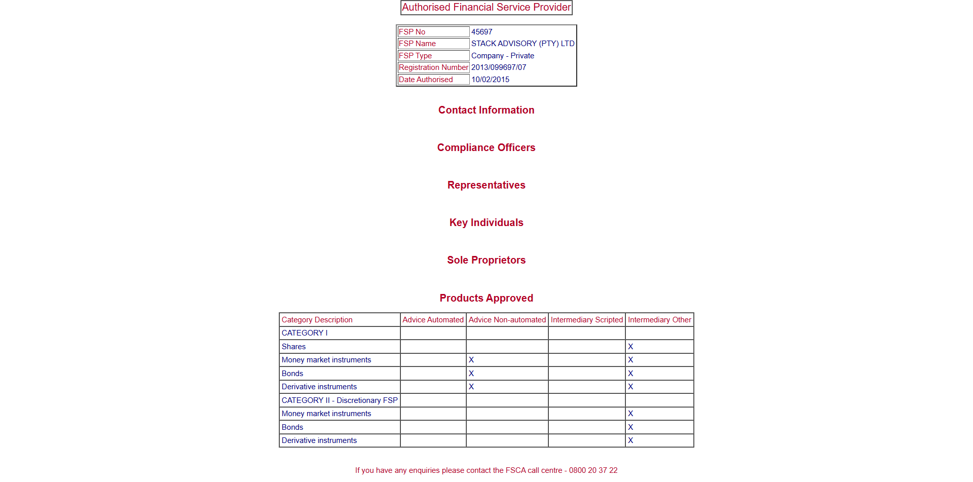 Financial Sector Conduct Authority, South Africa（FSCA）Official Website
