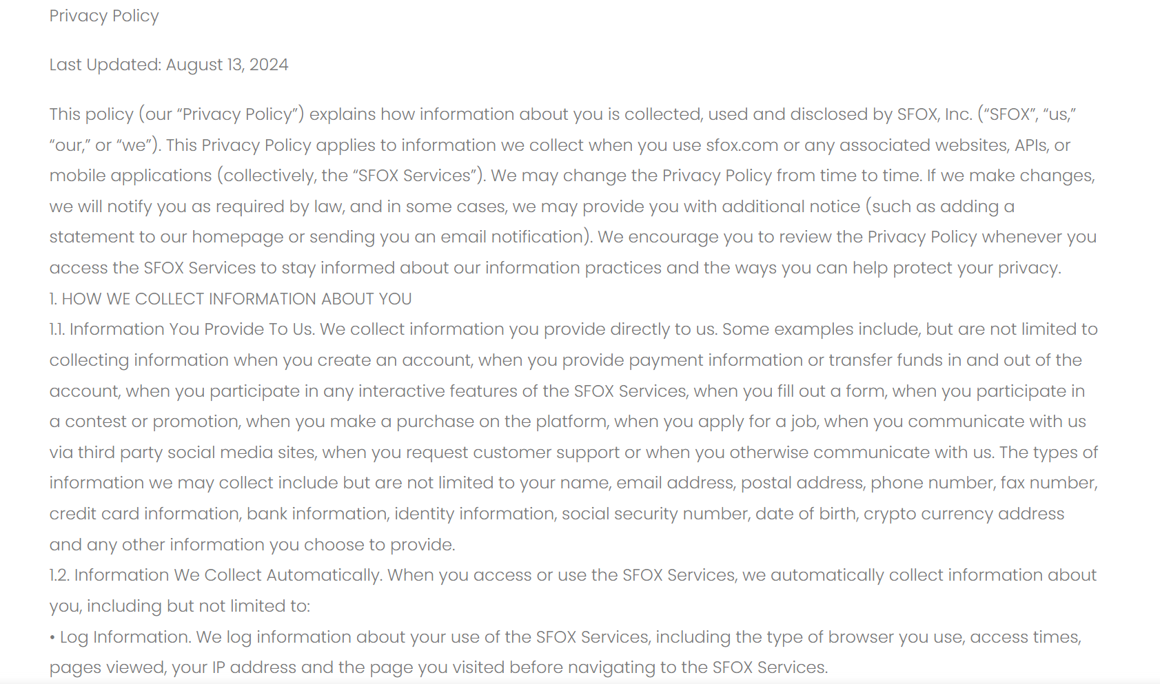 Privacy Policy Information
