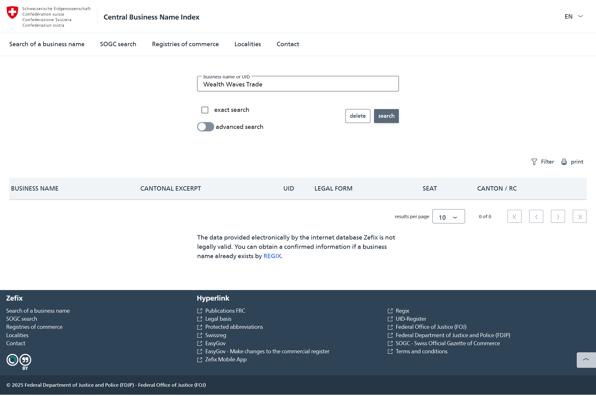 Registries of Commerce of Switzerland Official Website