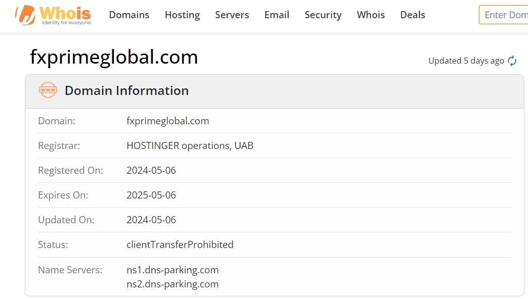 whois domain time of Fx Prime Global