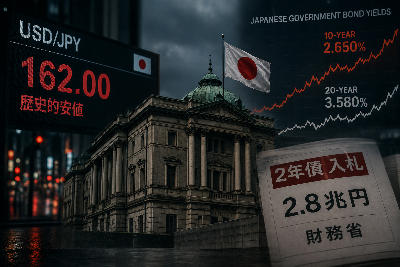 日元跌至162创40年新低 激发通胀担忧推动日本公债收益率全线上行