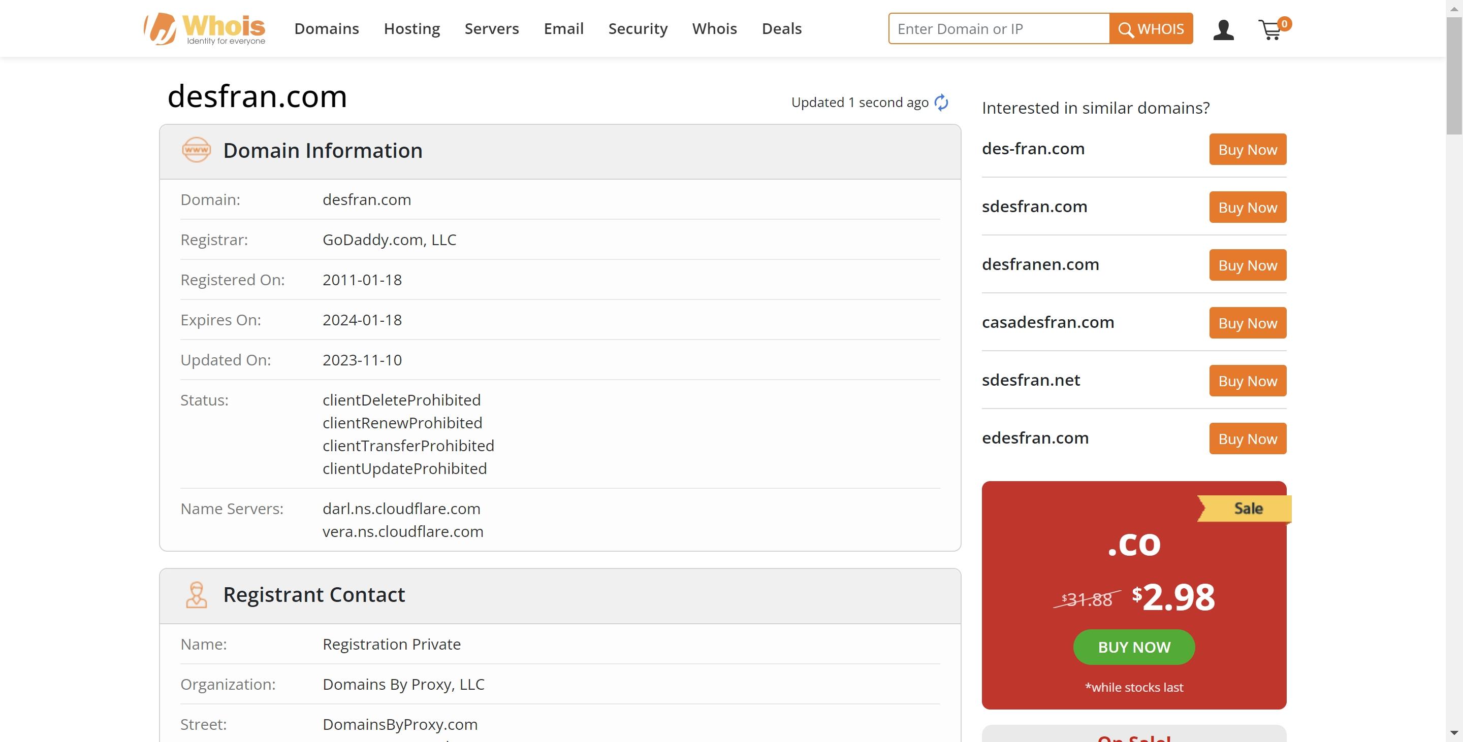 desfran whois record