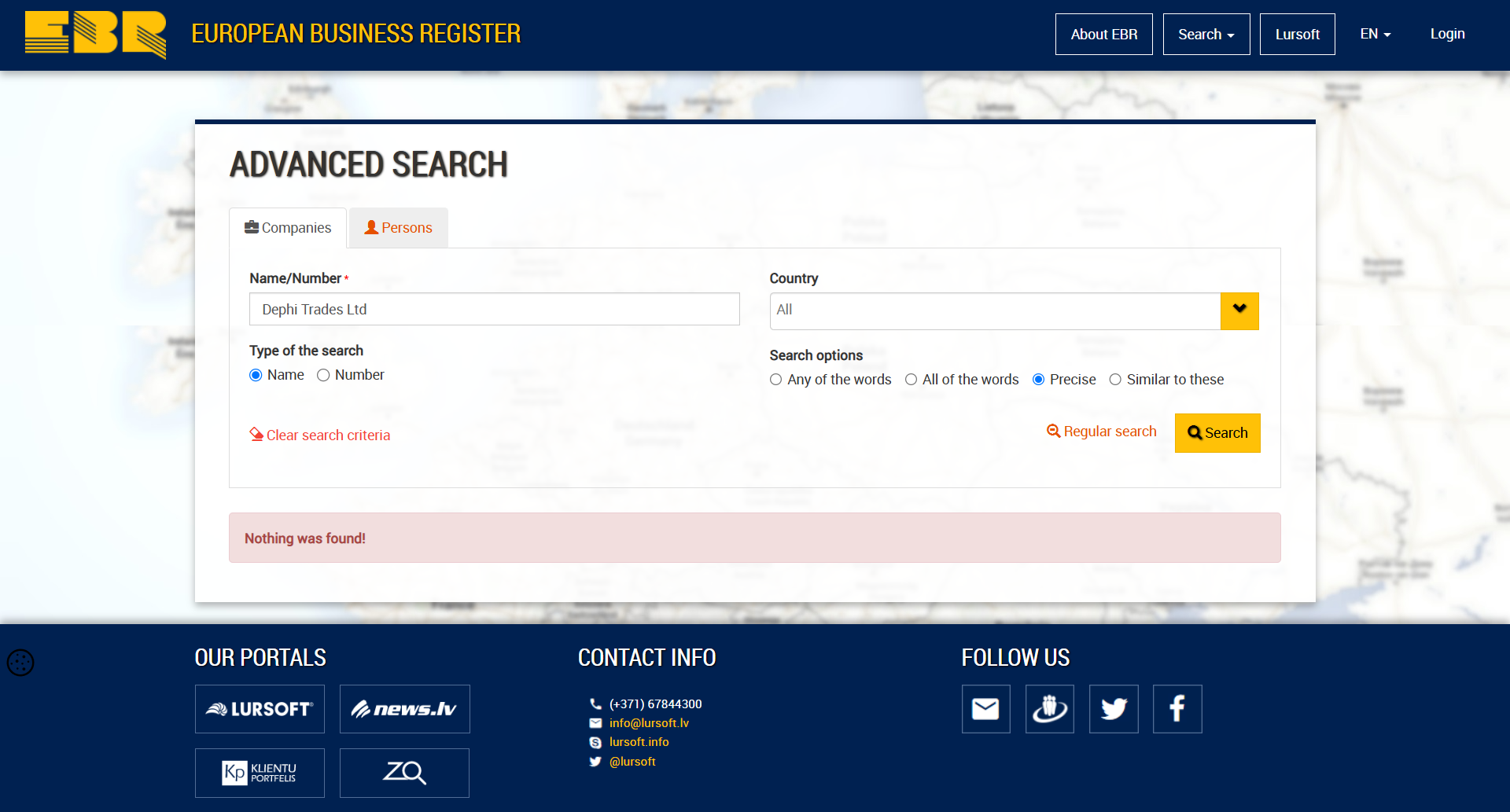 European Business register Official Website