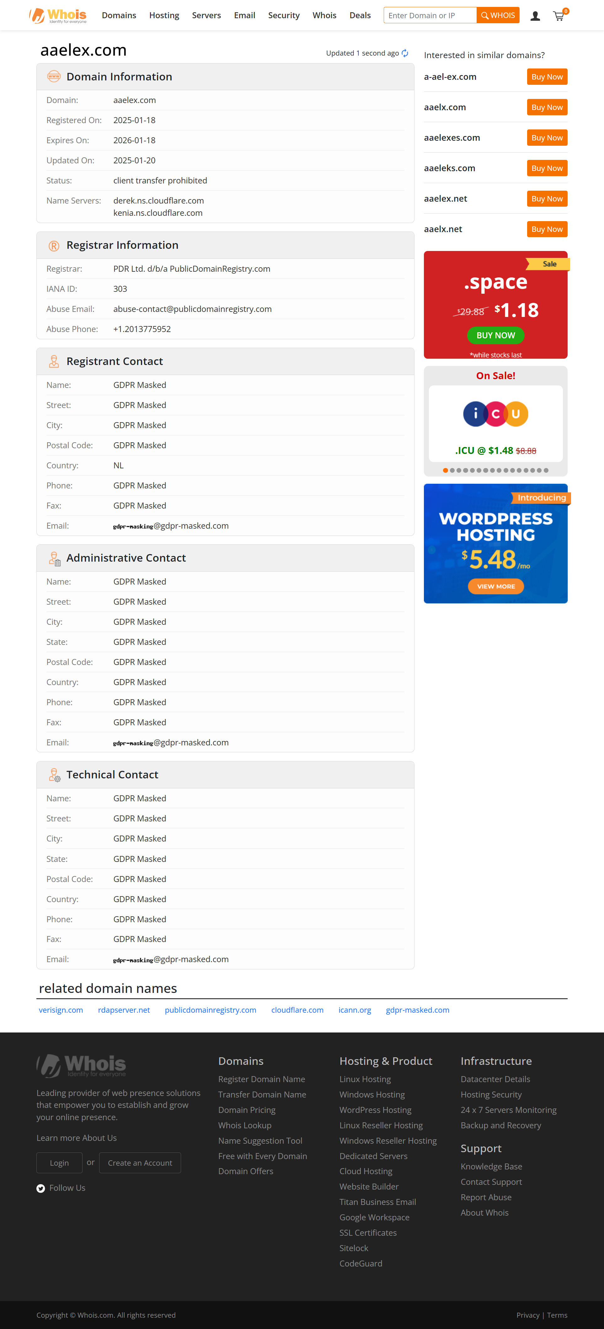 Whois lookup results