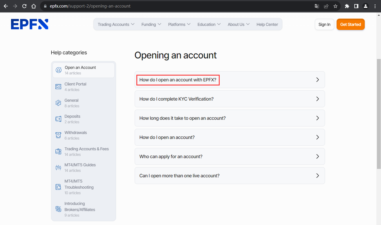 The official website displays account registration information