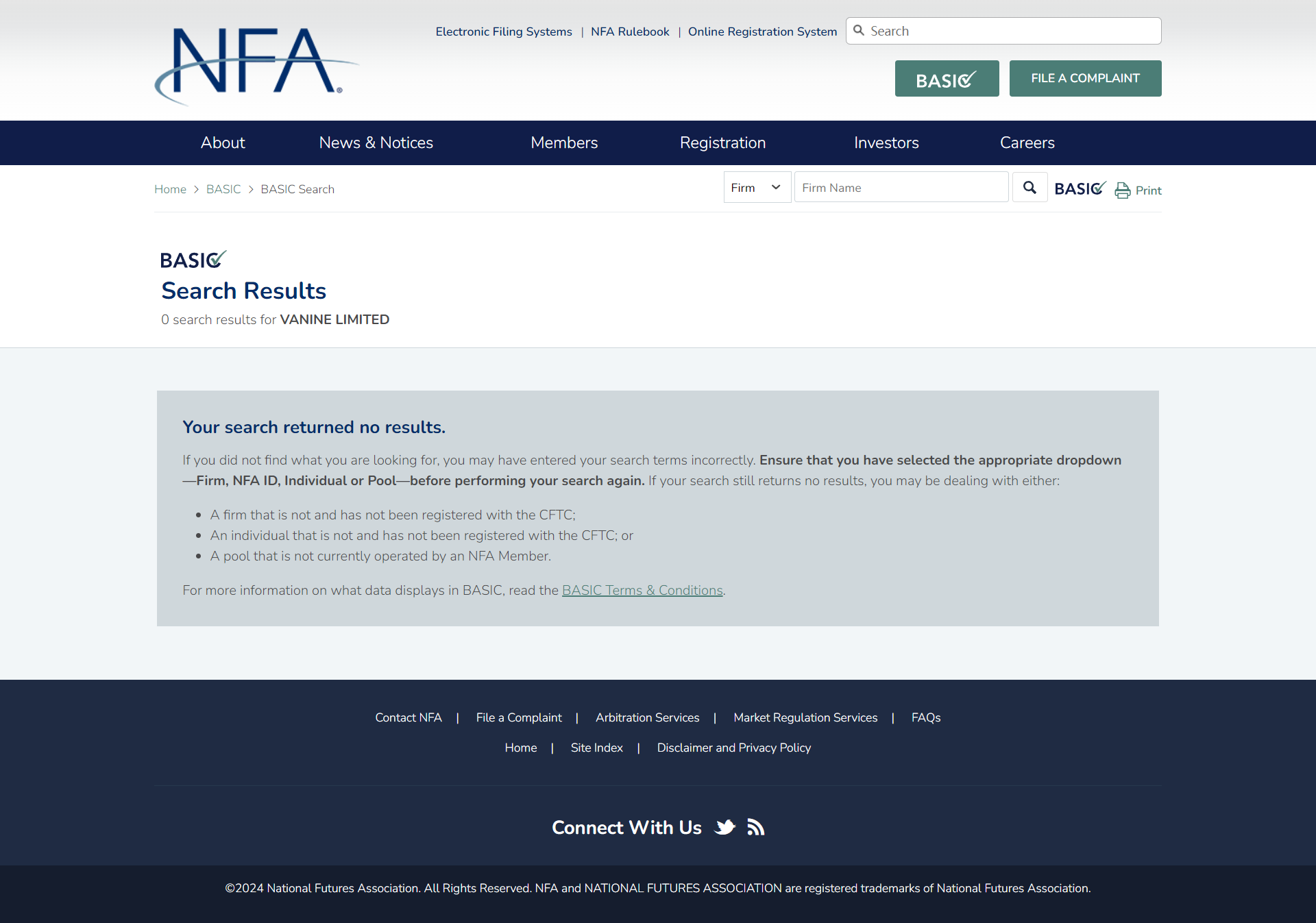 United States National Futures Association（NFA）