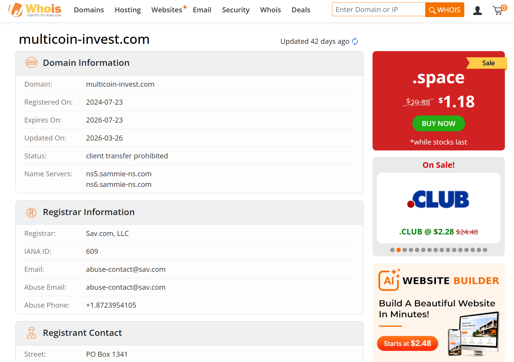 WHOIS domain registration date