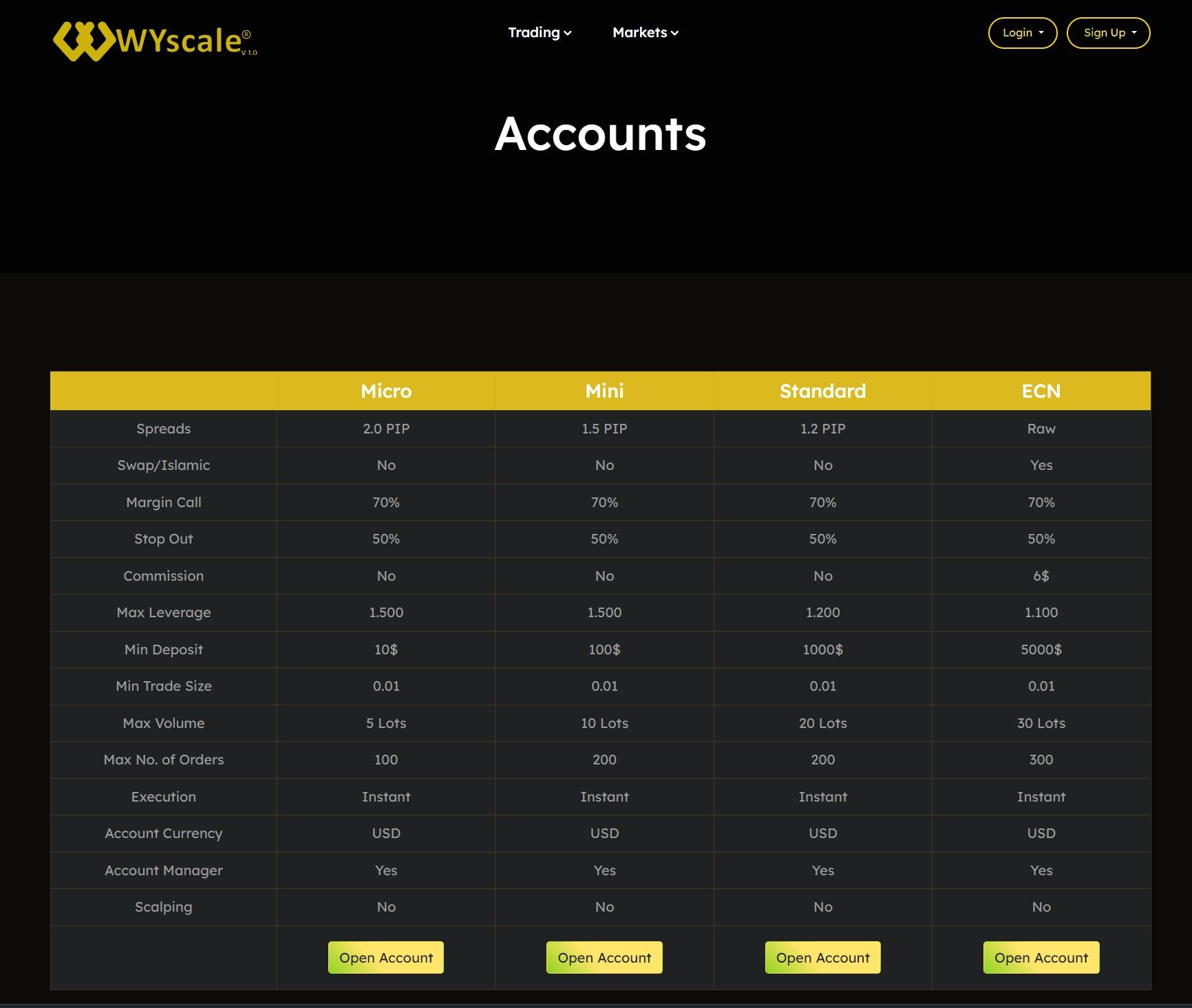 WYscale's account type