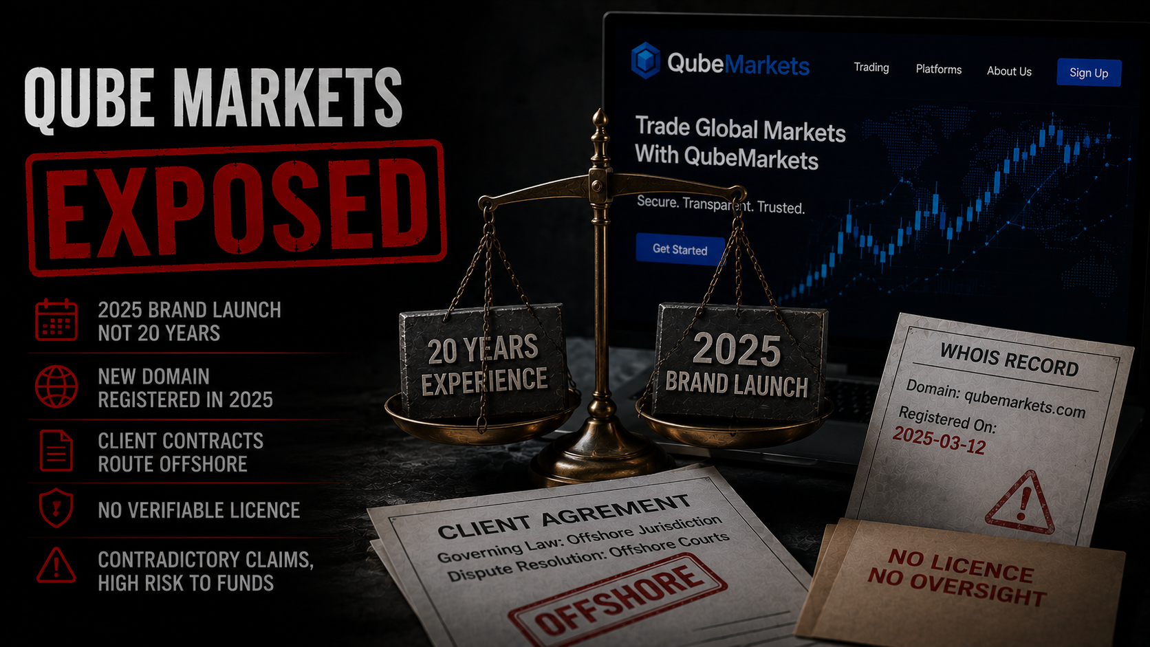 QubeMarkets 制造虚假信息，高风险平台