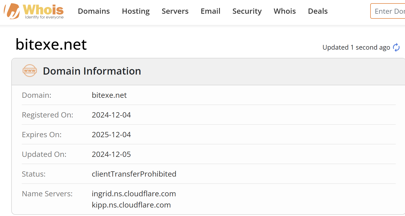 Whois search results