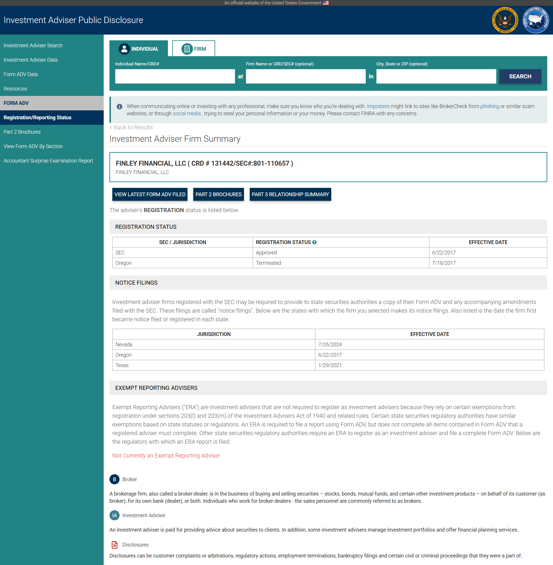 Investment Adviser Public Disclosure