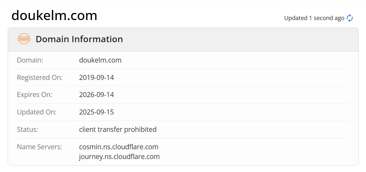 Domain name registration information