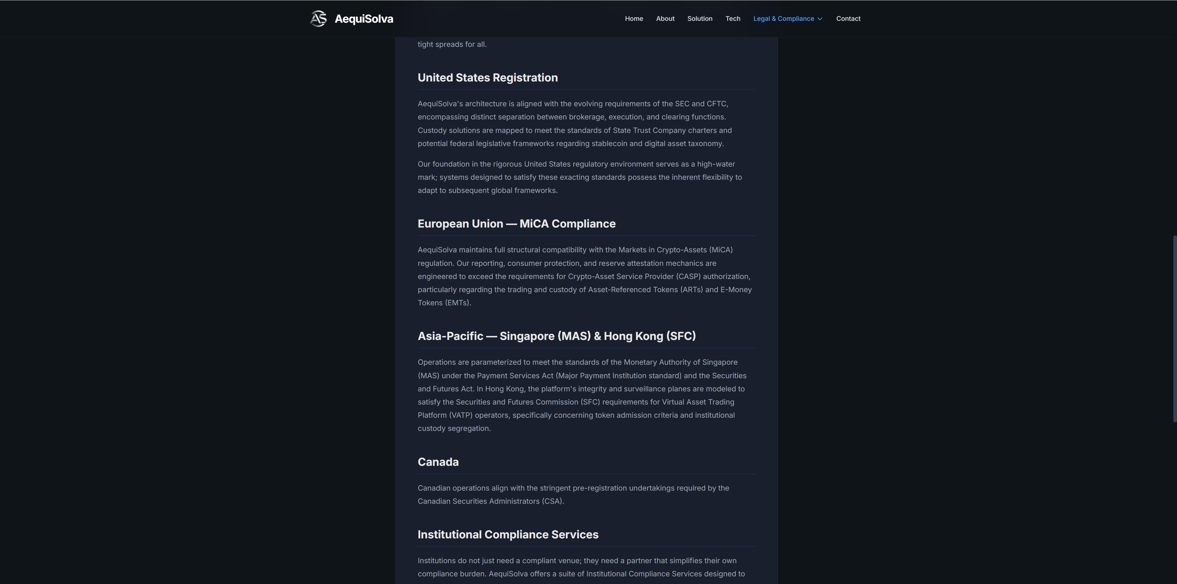 aequisolva regulatory Status