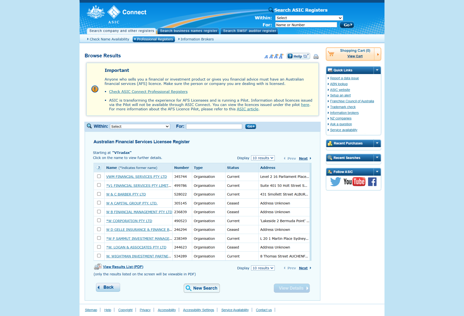 Australian Securities and Investments Commission(ASIC)