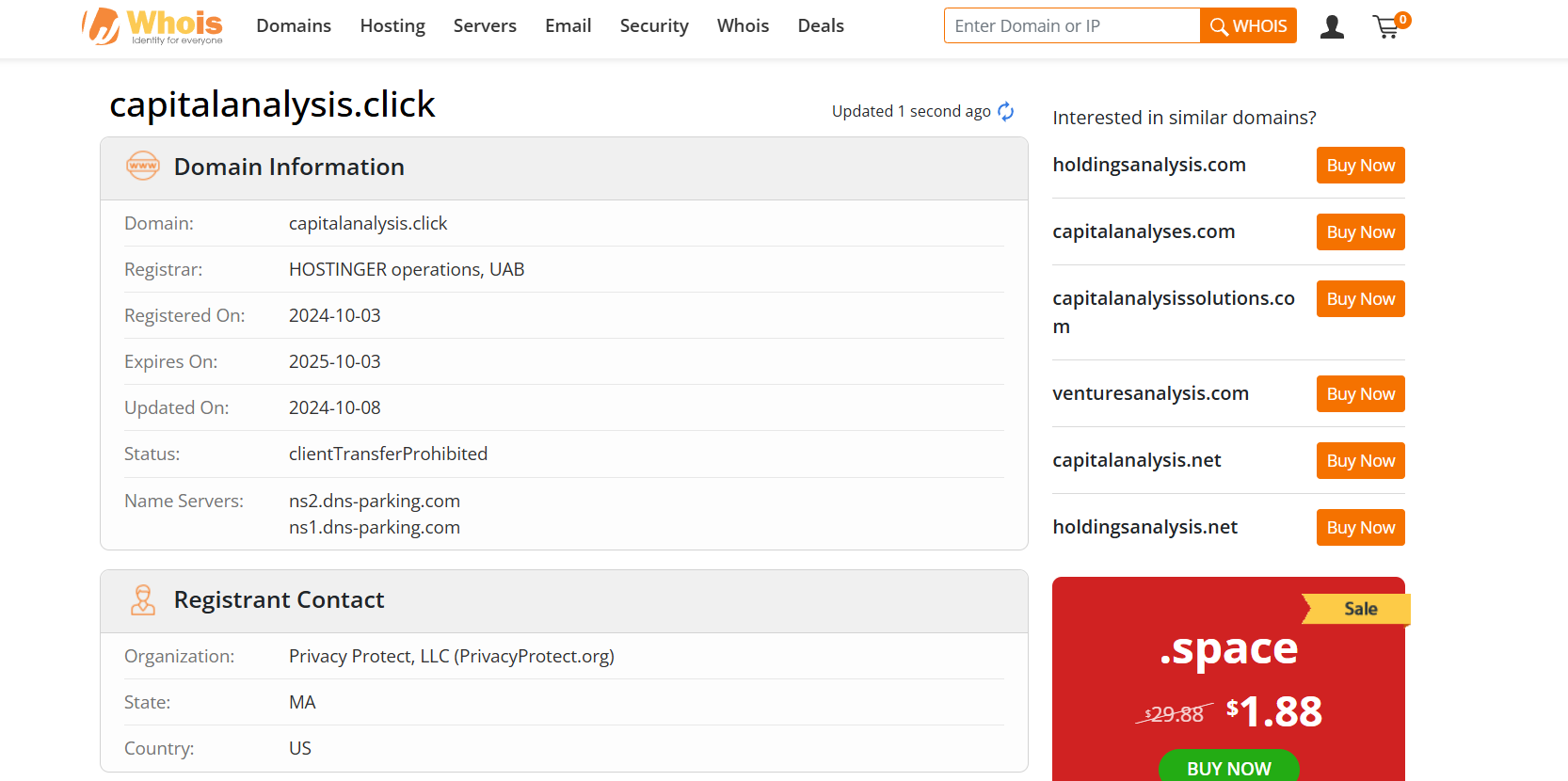 capitalanalysis.click whois