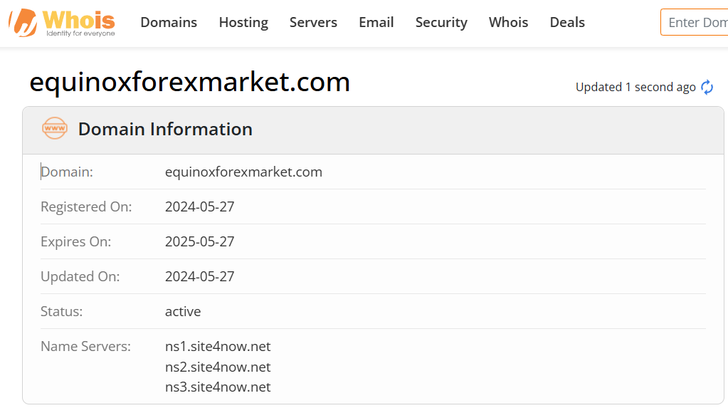 Whois lookup results
