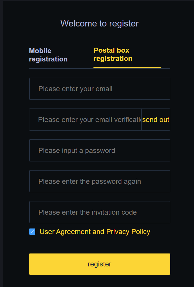 Registration form information