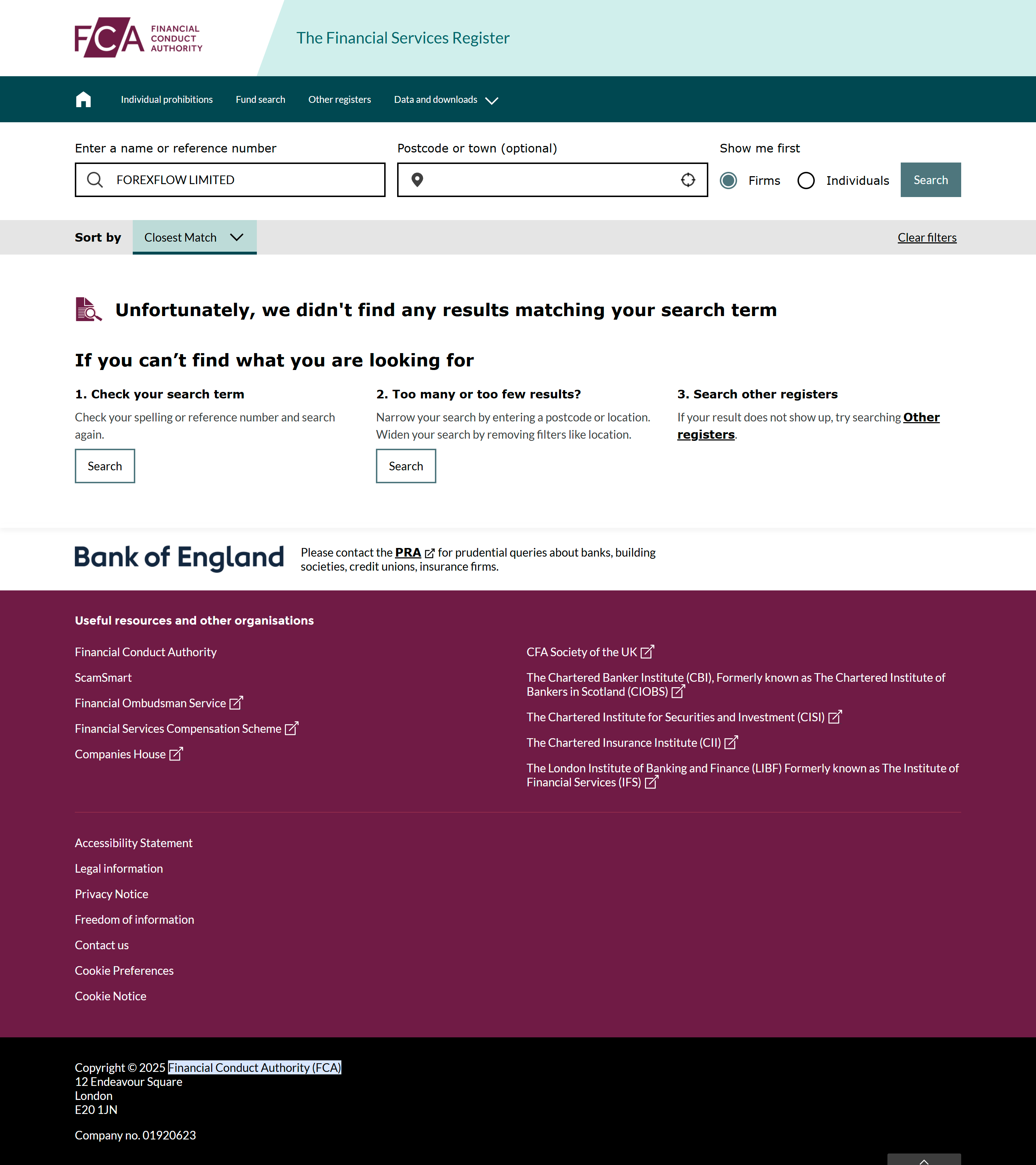 UK Financial Conduct Authority (FCA) office website