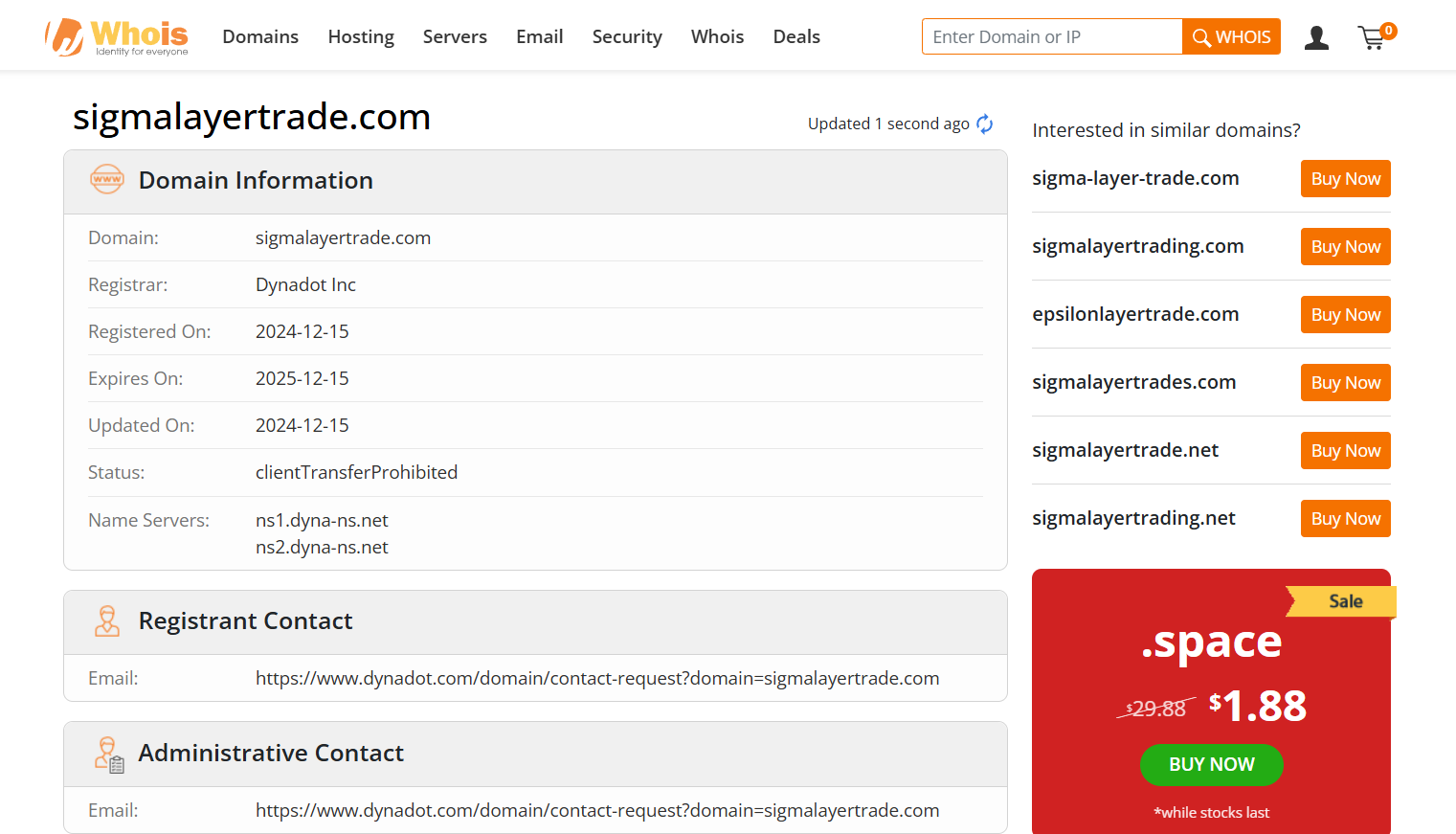 sigmalayertrade.com whois