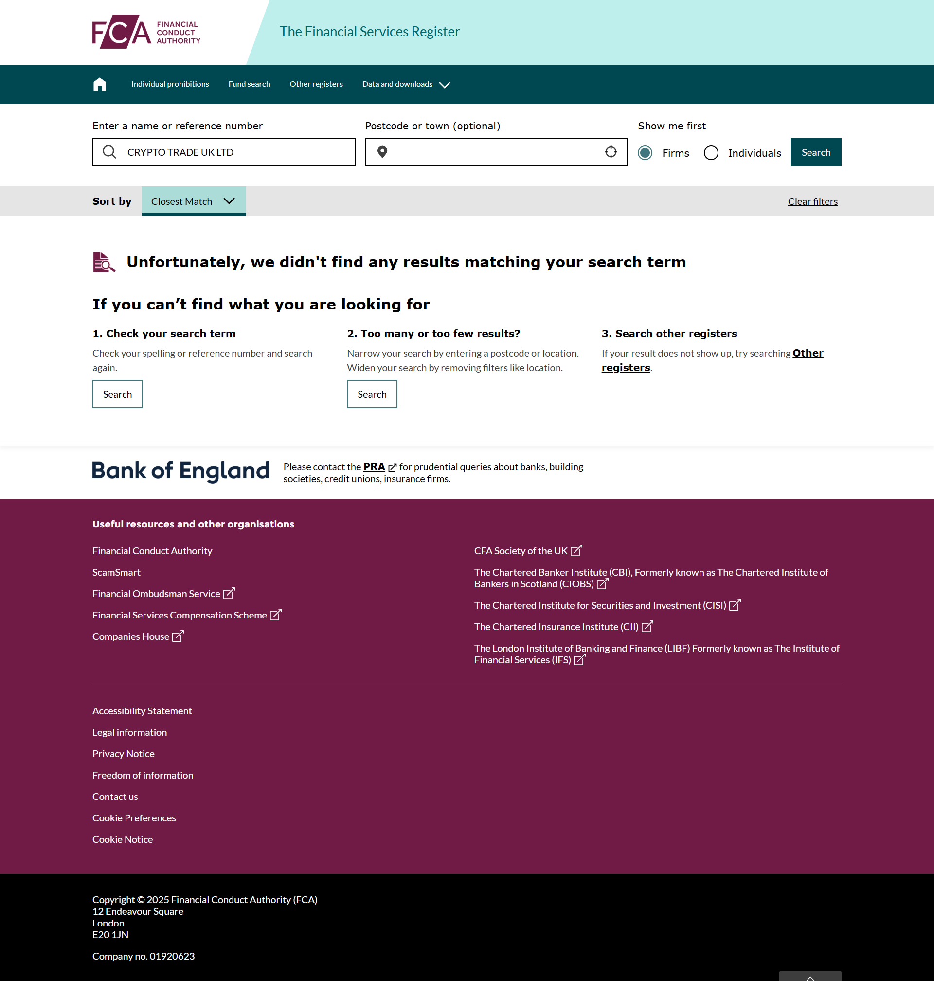 UK Financial Conduct Authority（FCA）