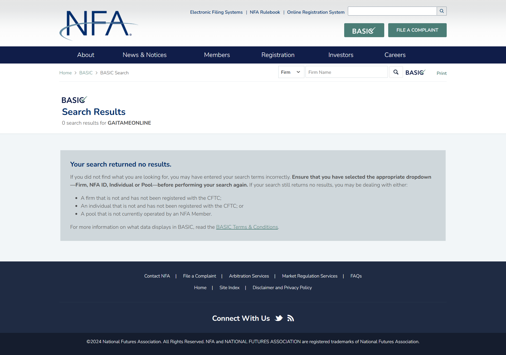 National Futures Association(NFA)Official Website