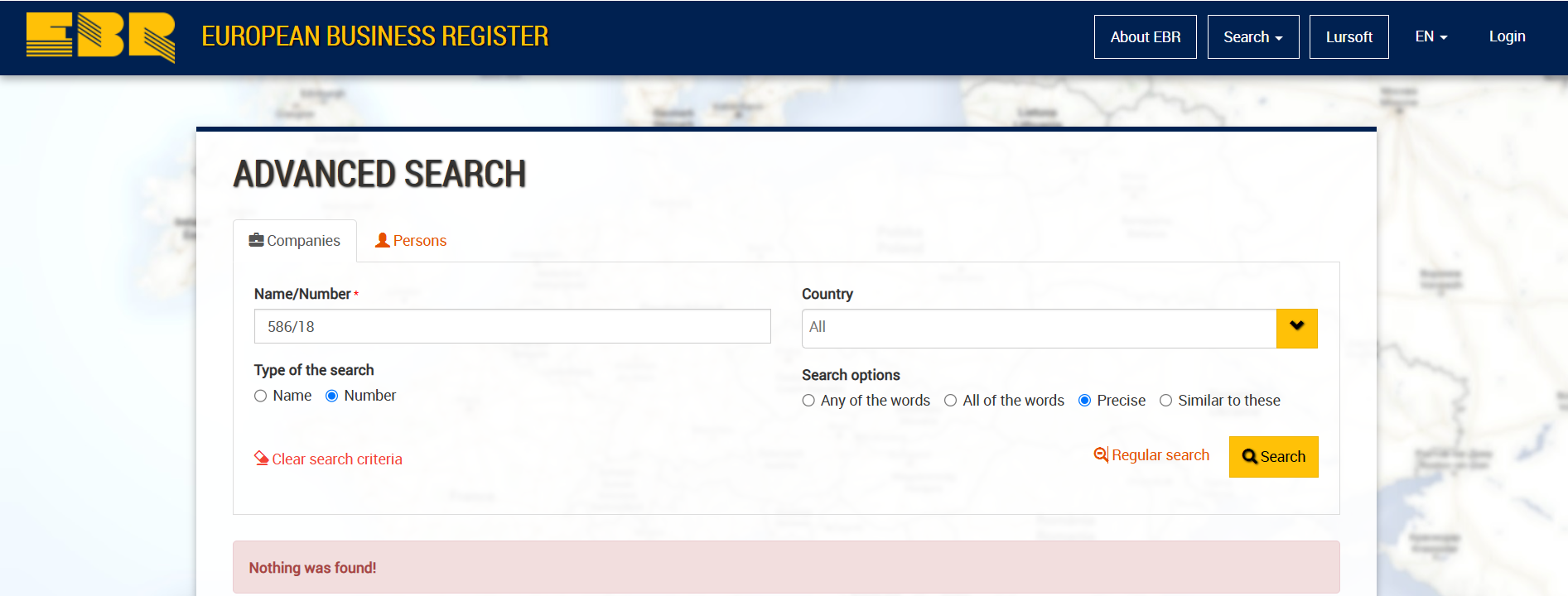 European Business register Official Website