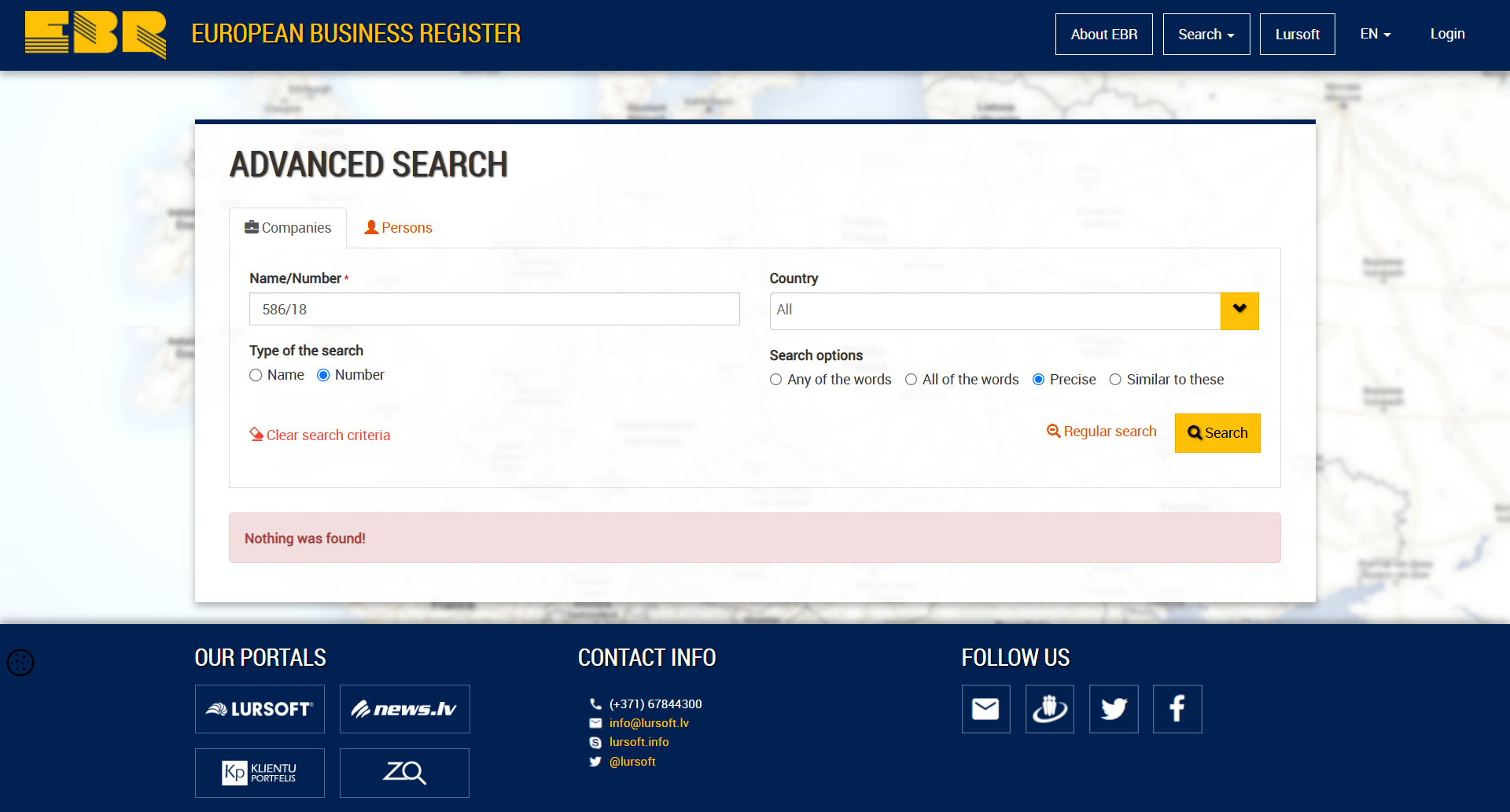 European Business register Official Website
