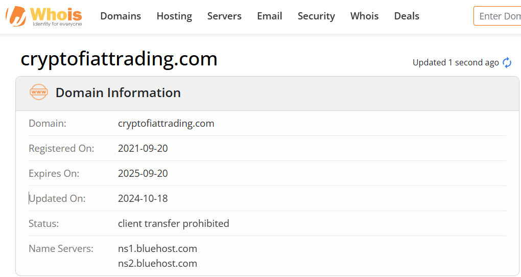 Whois lookup results