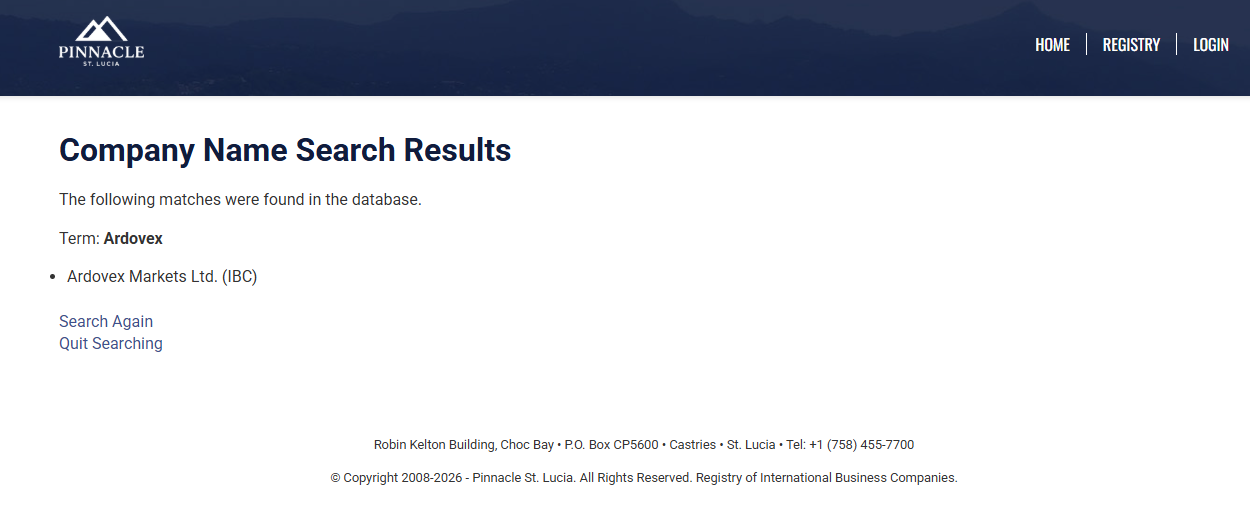 Entity Registration Information