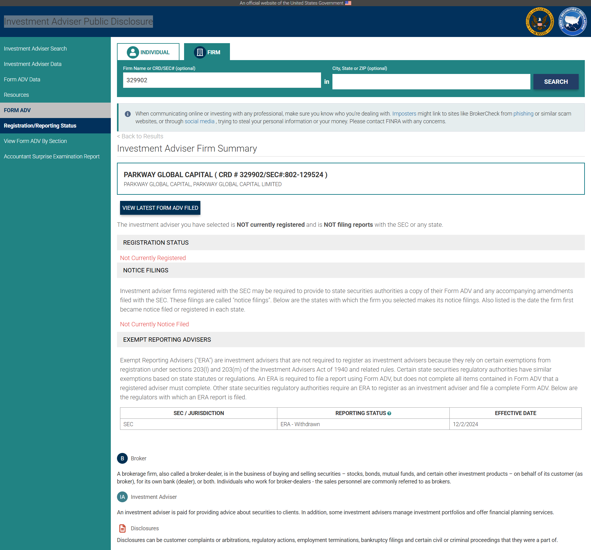 Investment Adviser Public Disclosure