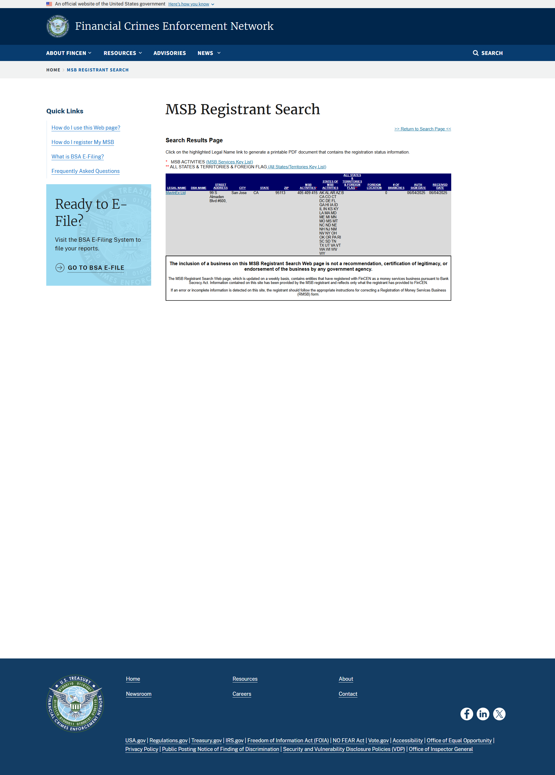 United States Financial Crimes Enforcement Network（FinCEN）