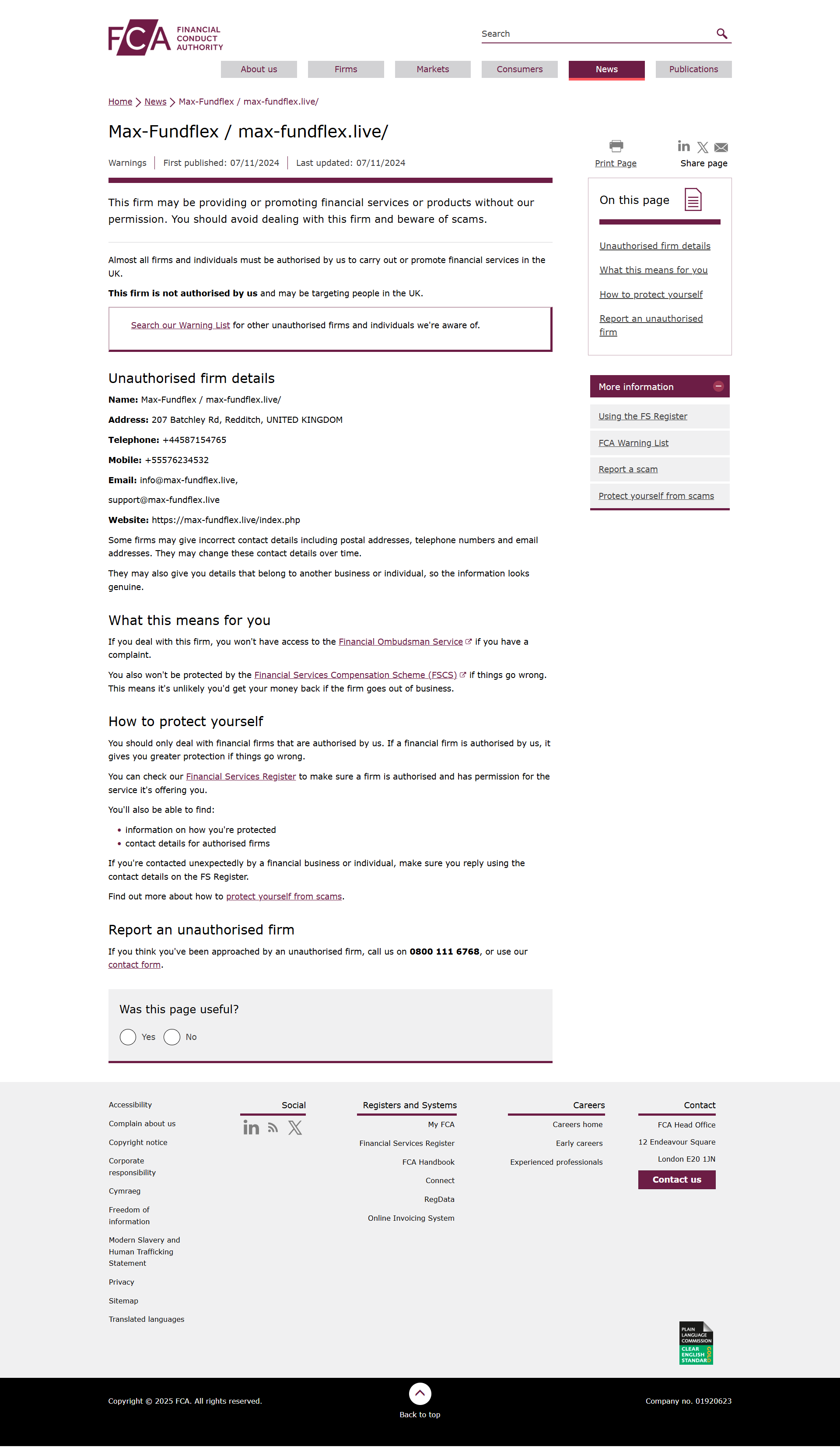 UK Financial Conduct Authority（FCA）