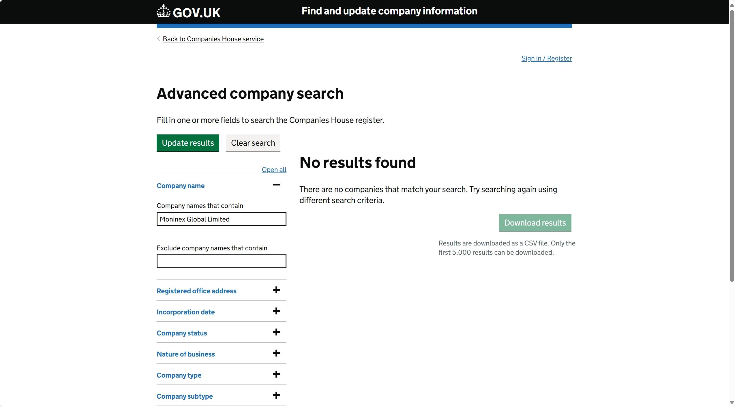 Moninex - Companies House