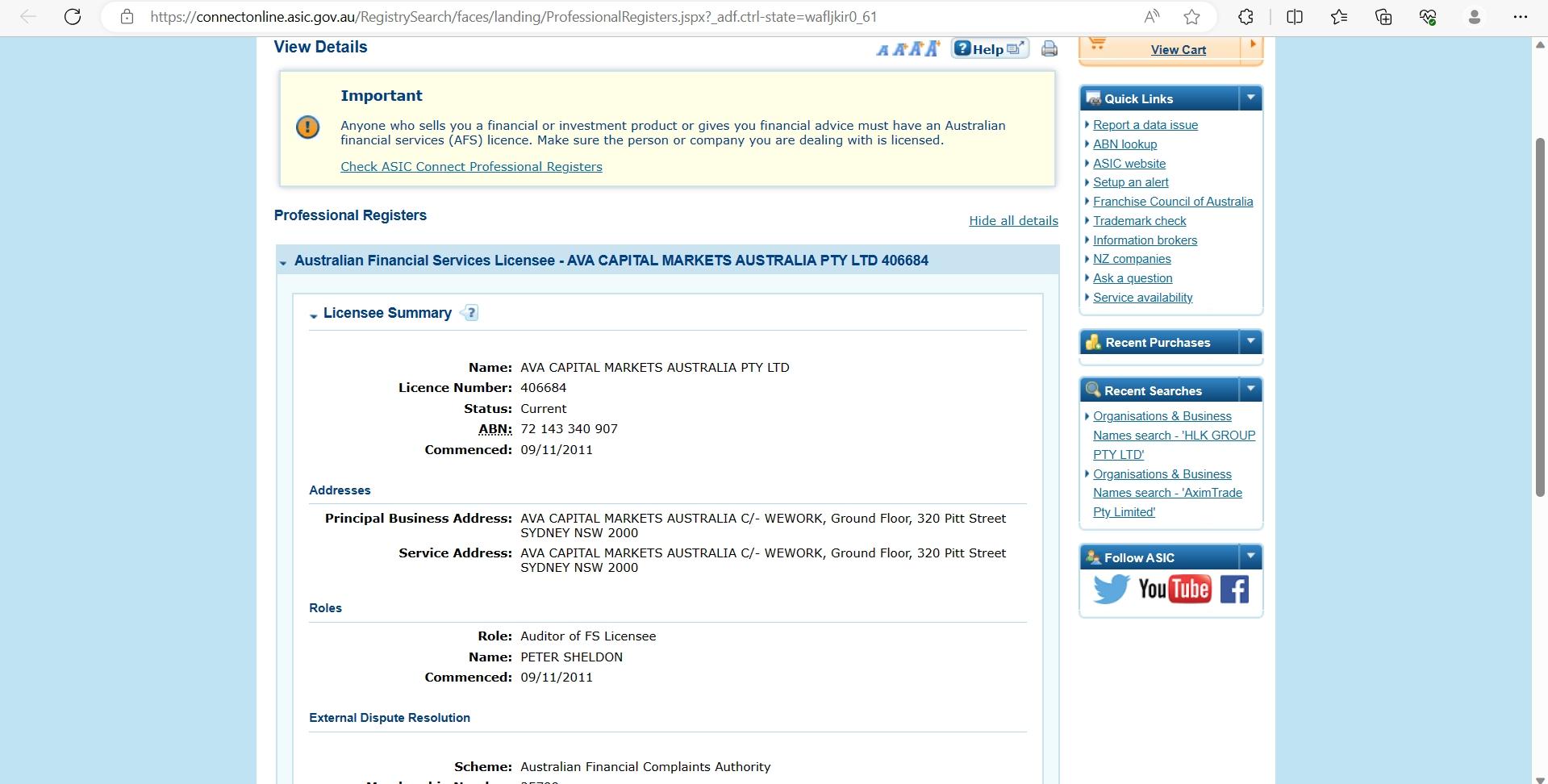 Australian Securities and Investments Commission (ASIC)