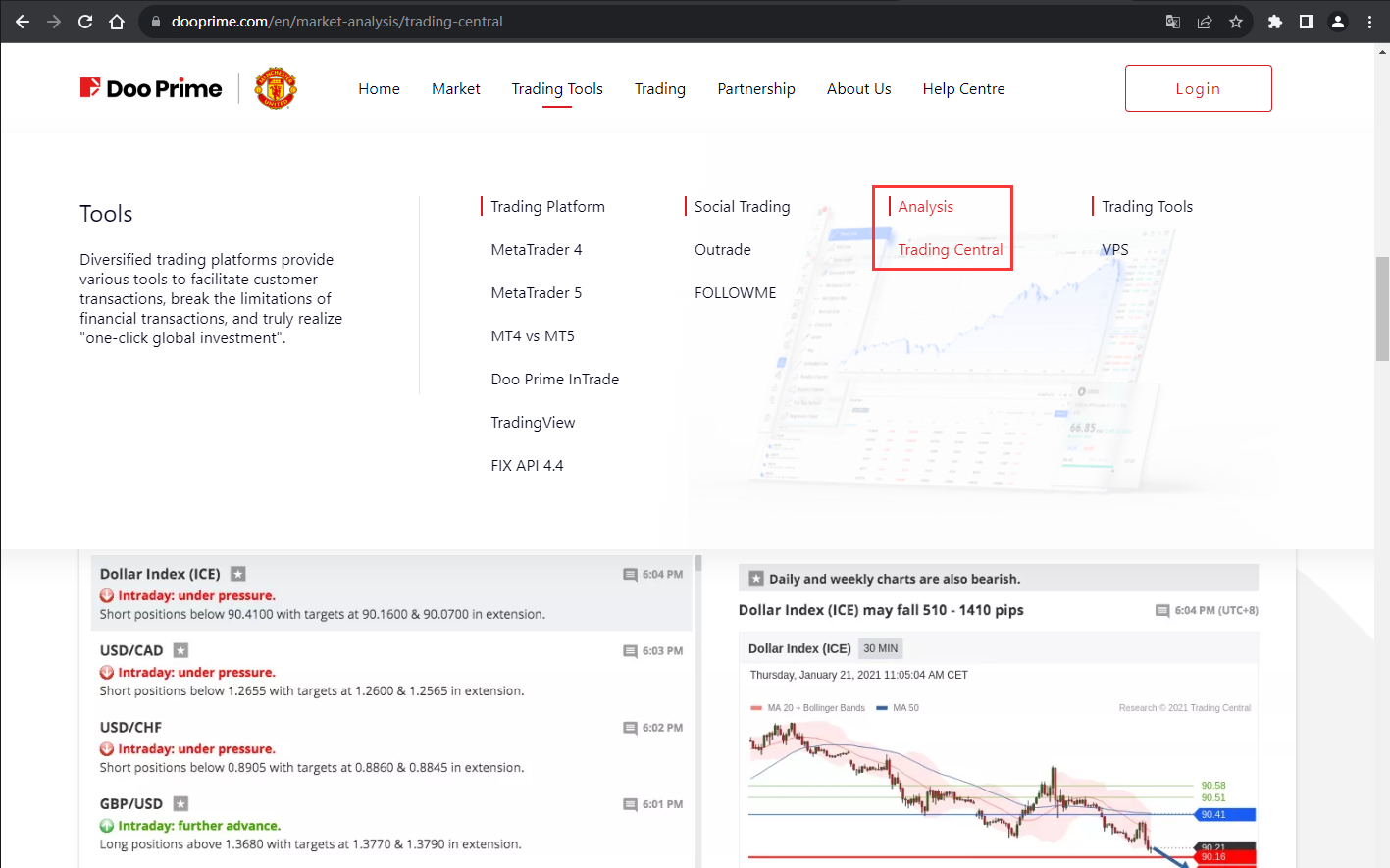 The official website displays other service information