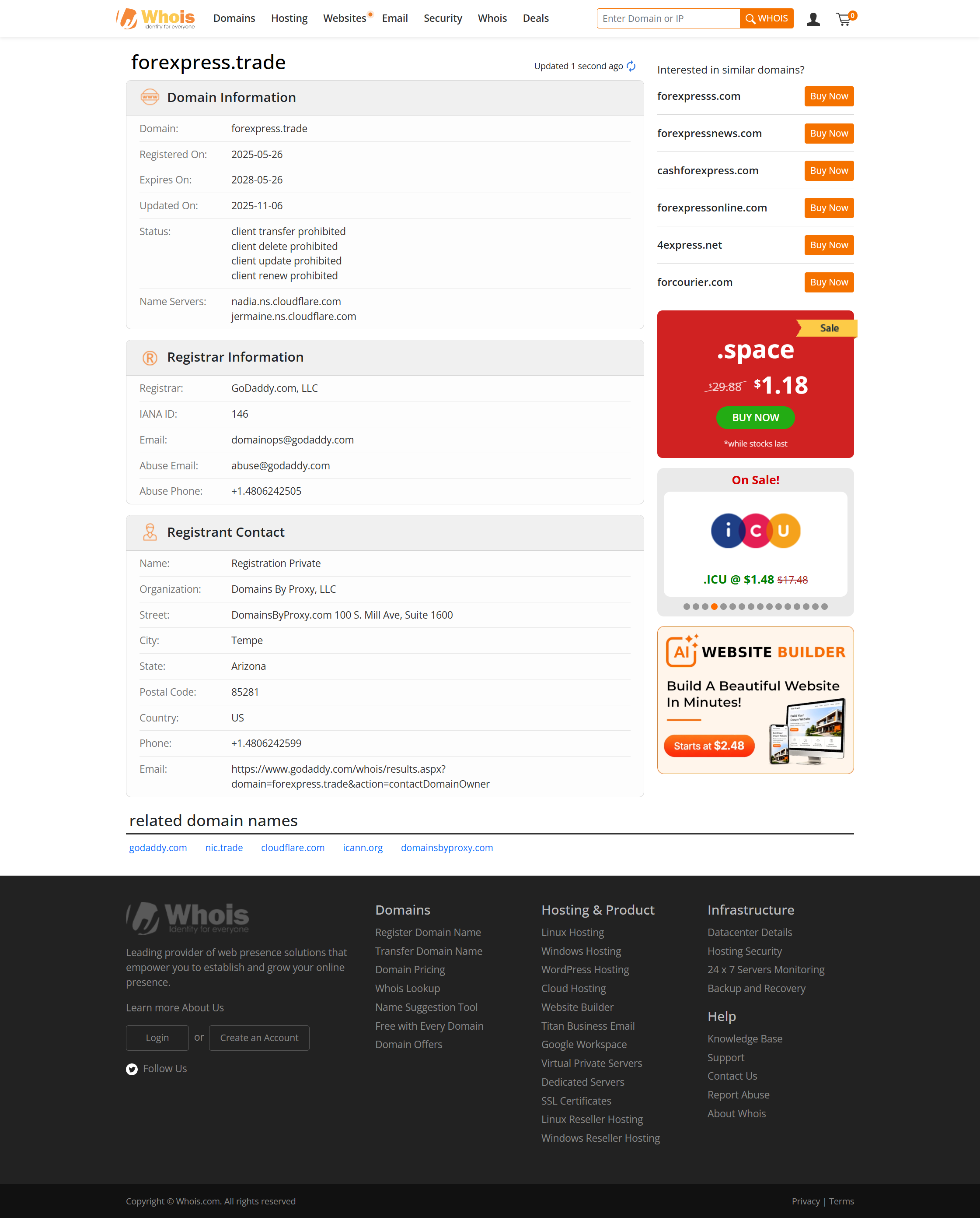 Whois domain registration time