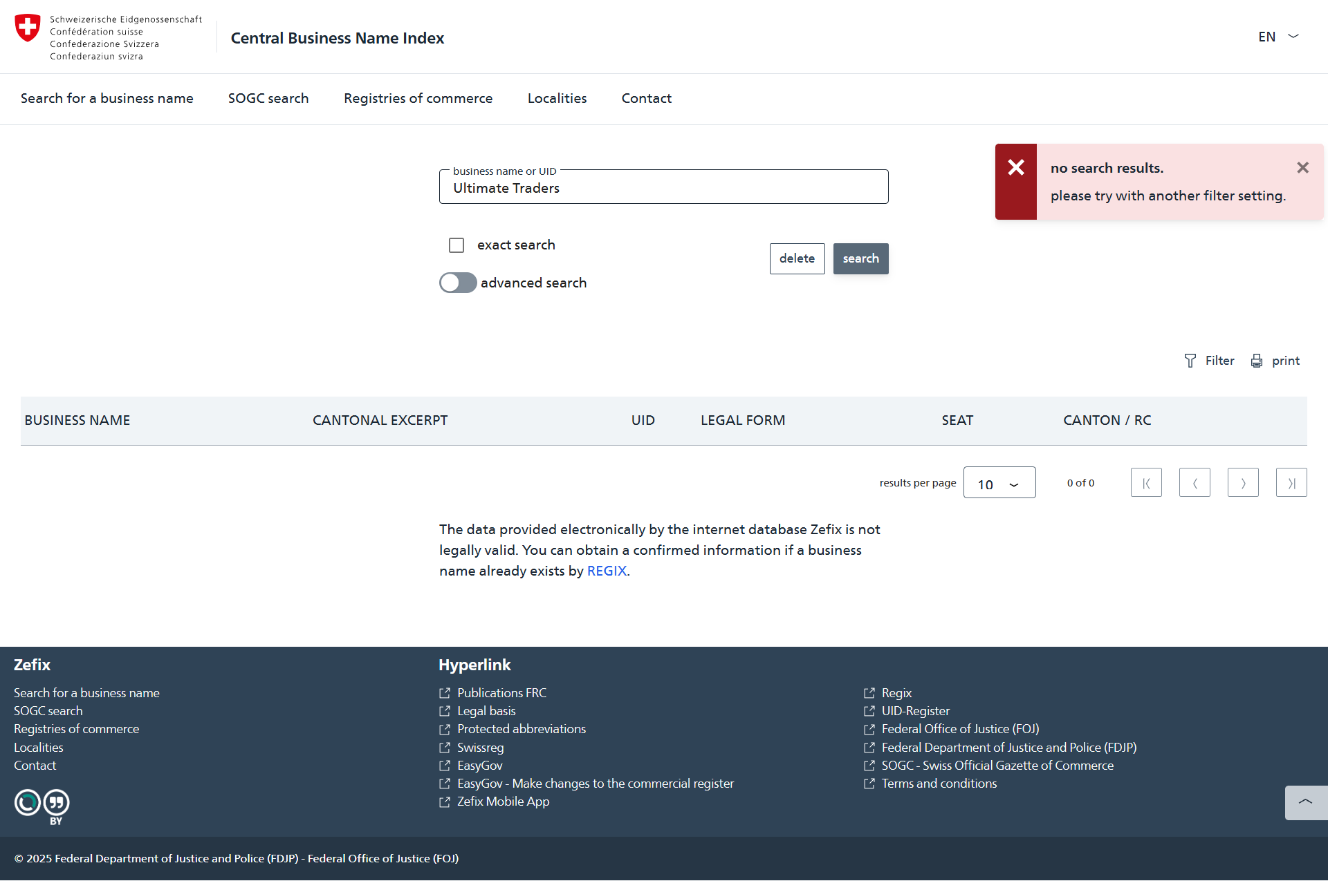 Registries of Commerce of Switzerland
