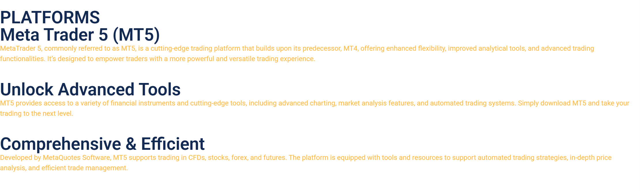 Trading Platform Information