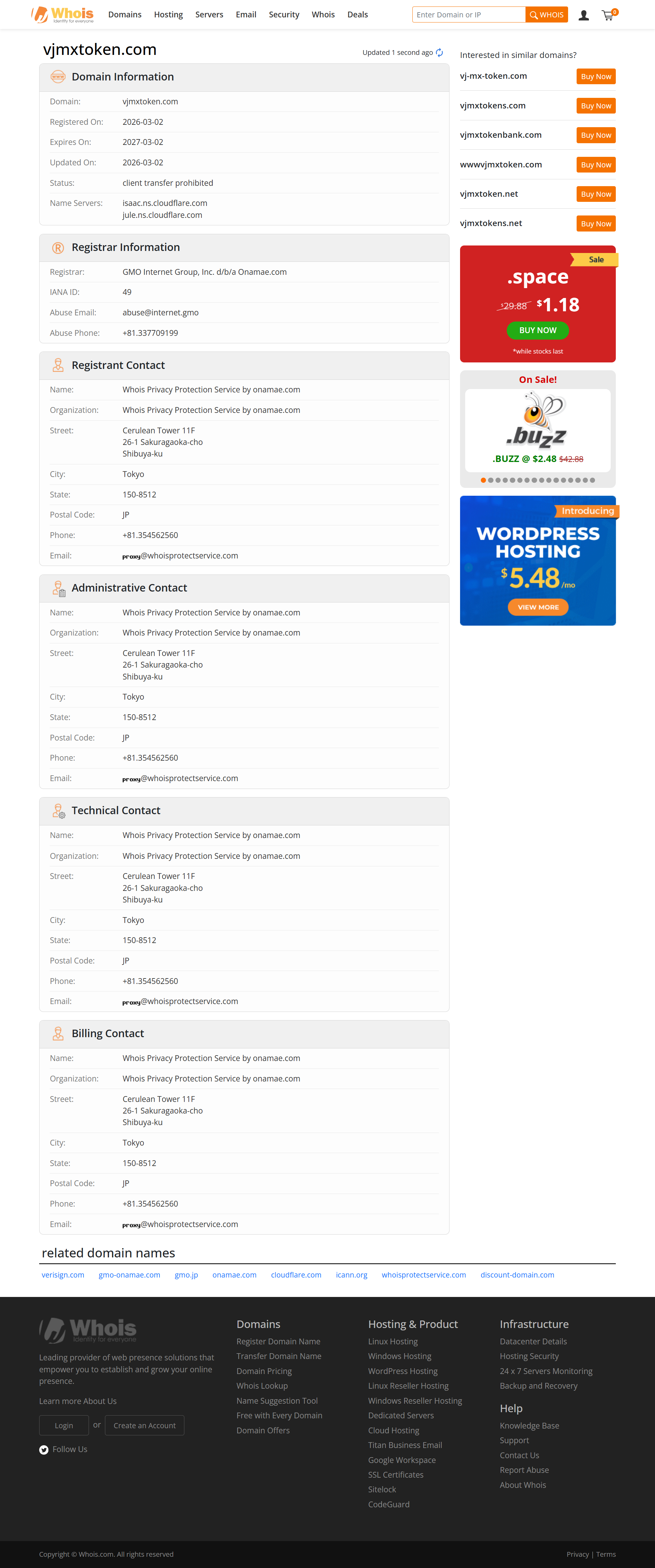 Whois lookup results
