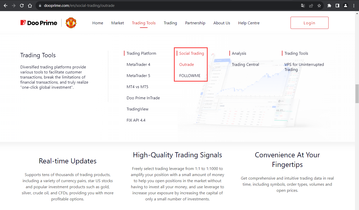 The official website displays other service information