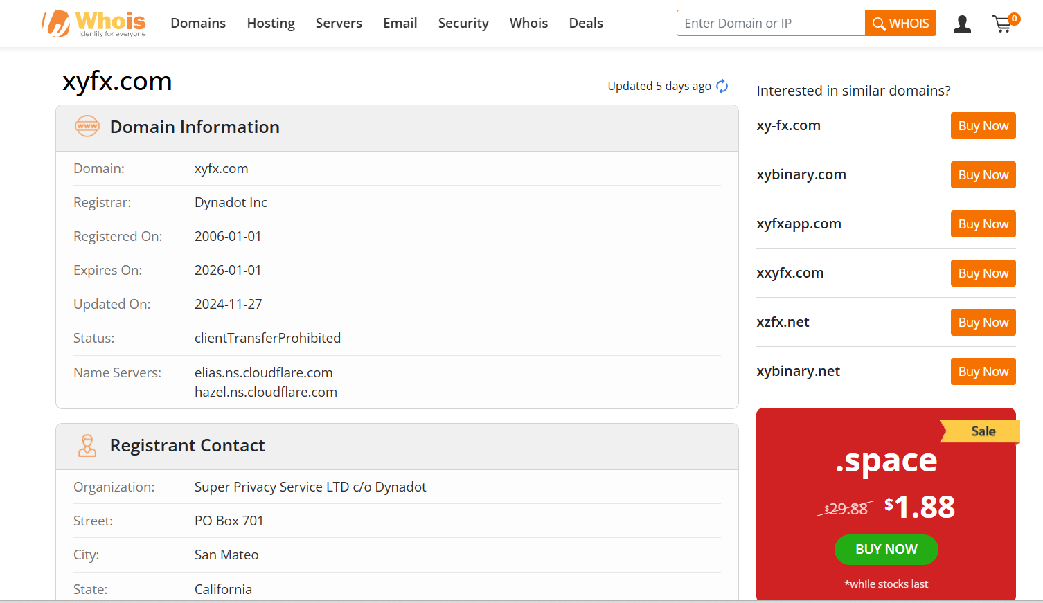 xyfx.com whois
