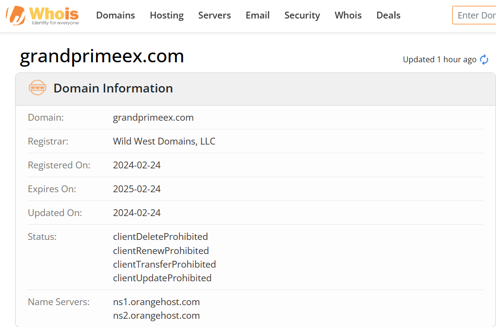 Whois lookup results