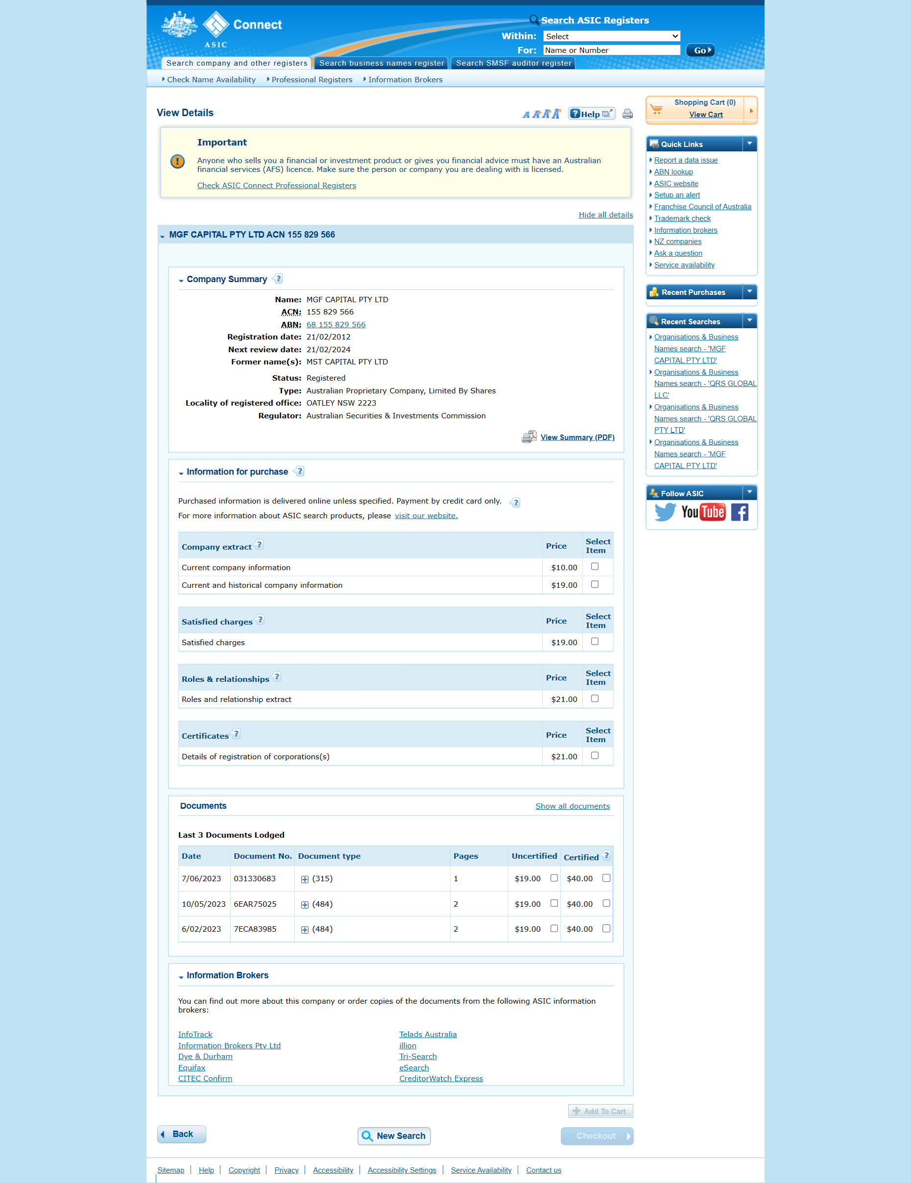 MGF CAPITAL PTY LTD in ASIC regulatory inquiry
