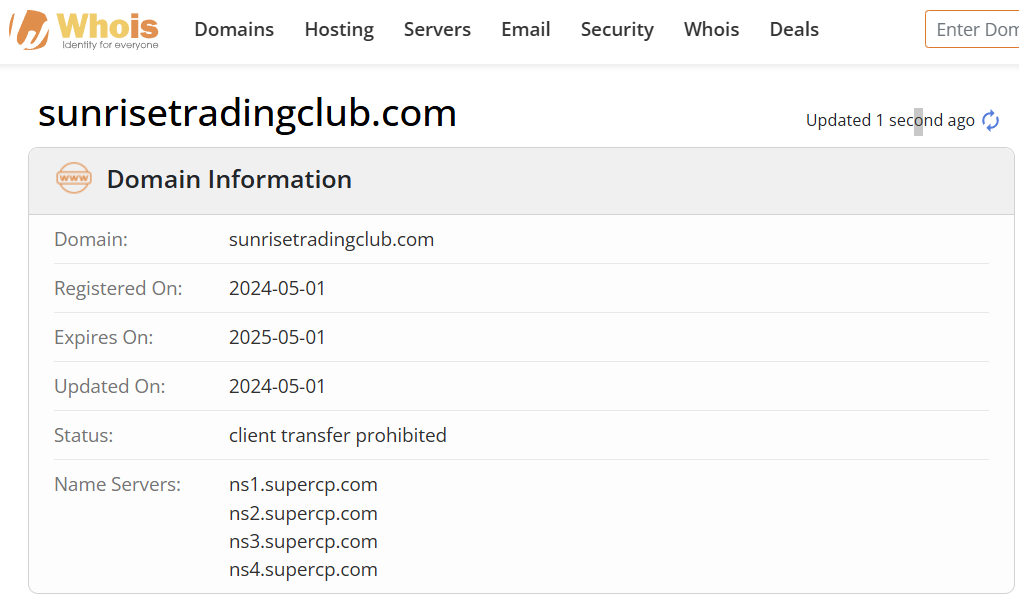 Whois search results