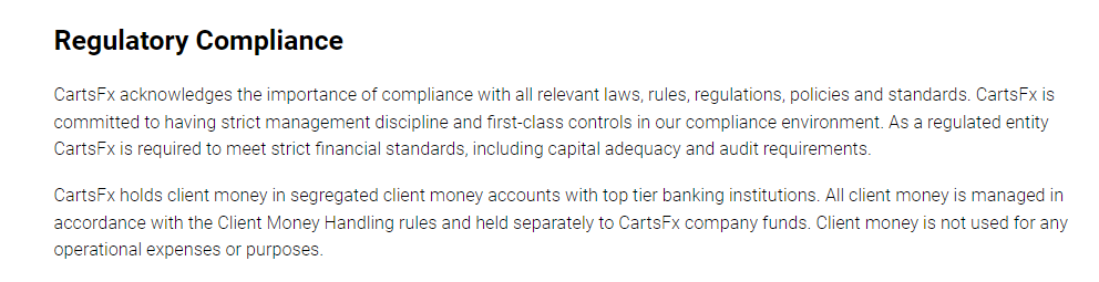 CartsFx Website Regulatory Information