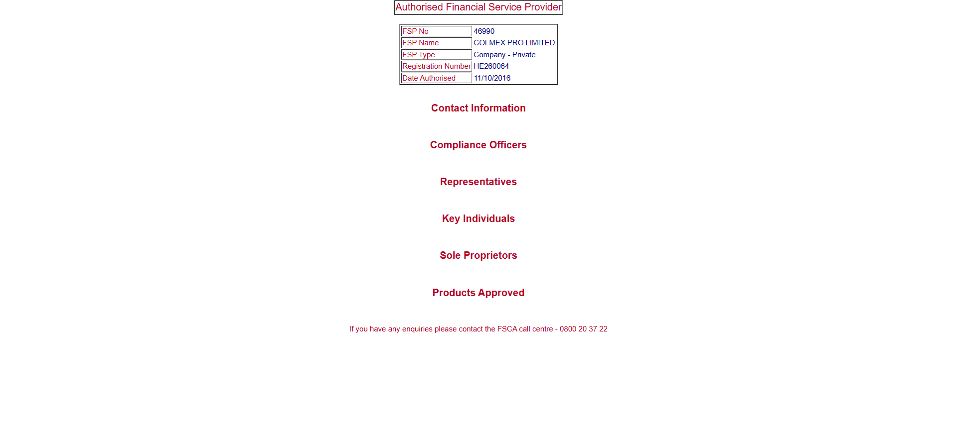 Financial Sector Conduct Authority (FSCA) in South Africa