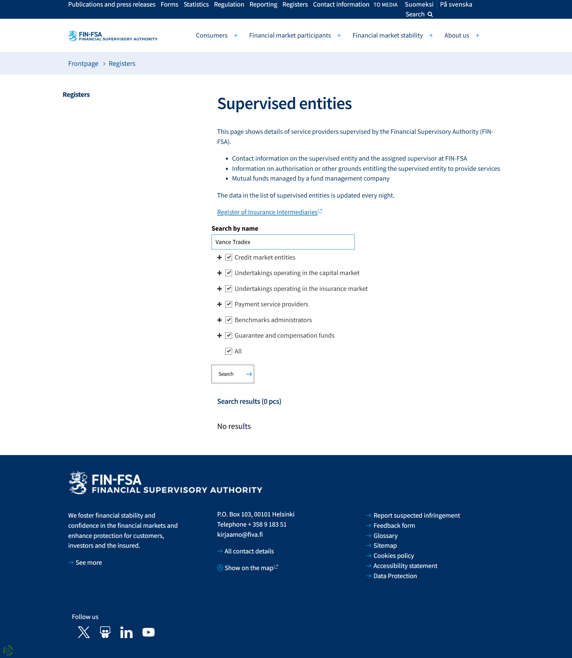 Finnish Financial Supervisory Authority（FIN-FSA）