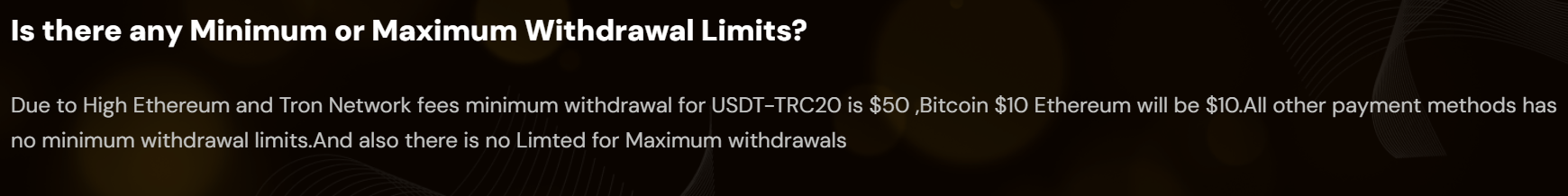 Deposit and withdrawal restriction information
