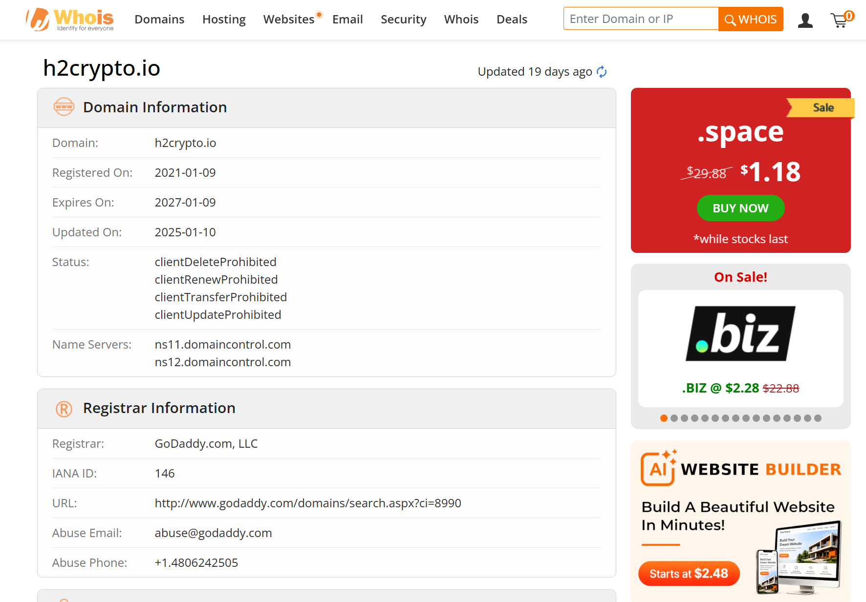 WHOIS domain registration time