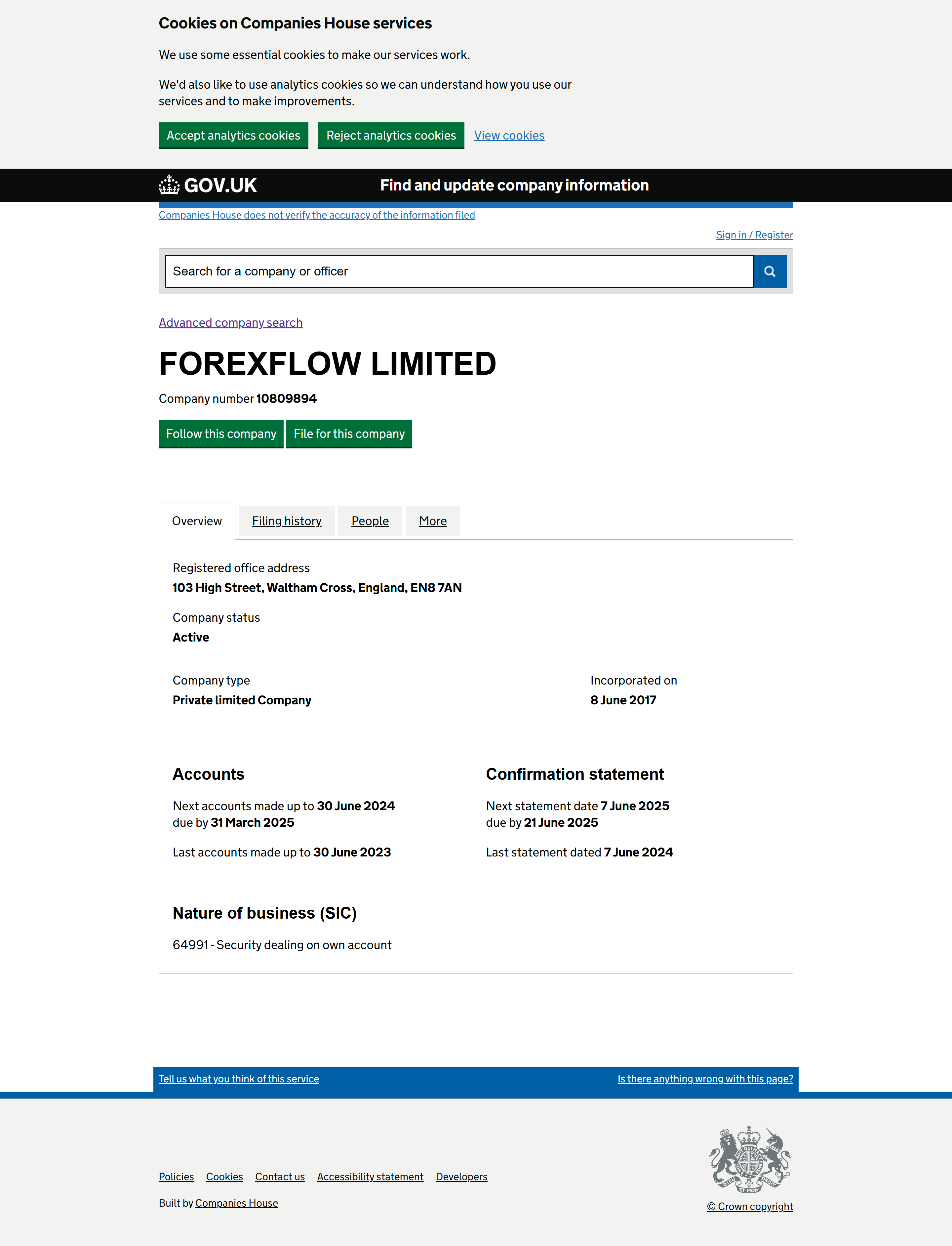 UK Companies House office website